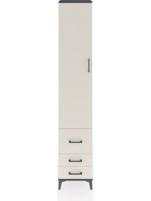 Hyperion Dolap 5 Raflı 3 Çekmeceli Tek Kapaklı 44X44X243 Antrasit-Aytaşı