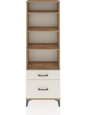 Arges Dolap 4 Raflı 2 Çekmeceli 60X30X182 Çam-Aytaşı