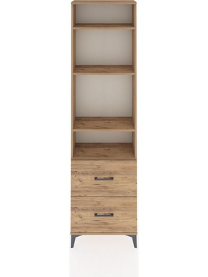 Arges Dolap 4 Raflı 2 Çekmeceli 60X30X221 Çam-Çam