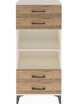 Arges Dolap 2 Raflı 4 Çekmeceli 60X30X134 Aytaşı-Çam