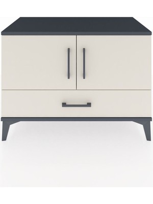 Hyperion Şifonyer 2 Raflı Tek Çekmeceli 2 Kapaklı 88X44X64 Antrasit-Aytaşı