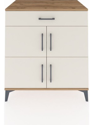 Kronos Şifonyer 3 Raflı Tek Çekmeceli 4 Kapaklı 88X59X96 Çam-Aytaşı