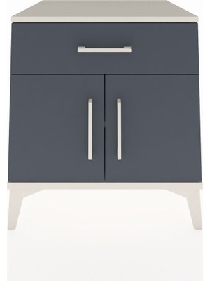 Kronos Komodin Tek Raflı Tek Çekmeceli 2 Kapaklı 60X59X64 Aytaşı-Antrasit