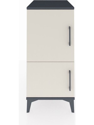 Kronos Komodin 3 Raflı 2 Kapaklı 44X59X96 Antrasit-Aytaşı