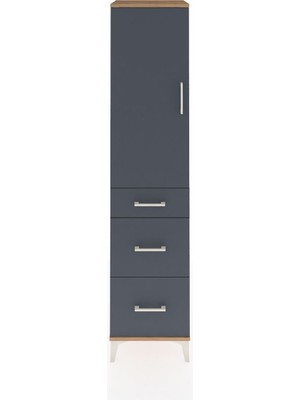 Hyperion Dolap Tek Raflı 3 Çekmeceli Tek Askılı 44X44X195 Çam-Antrasit