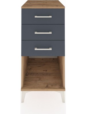Kronos Komodin 3 Çekmeceli 44X59X96 Çam-Antrasit