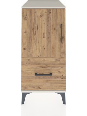Kronos Komodin 2 Raflı Tek Çekmeceli Tek Kapaklı 44X59X96 Aytaşı-Çam