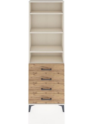 Arges Dolap 4 Raflı 4 Çekmeceli 60X30X182 Aytaşı-Çam