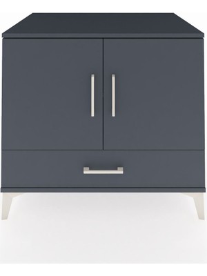 Kronos Şifonyer 2 Raflı Tek Çekmeceli 2 Kapaklı 88X59X80 Antrasit-Antrasit