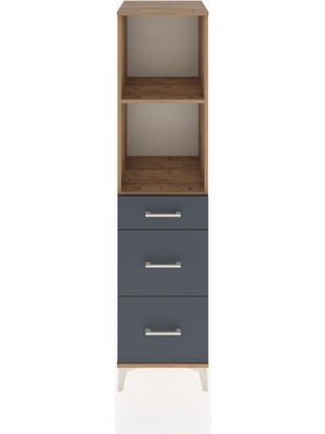 Hyperion Dolap 2 Raflı 3 Çekmeceli 44X44X182 Çam-Antrasit