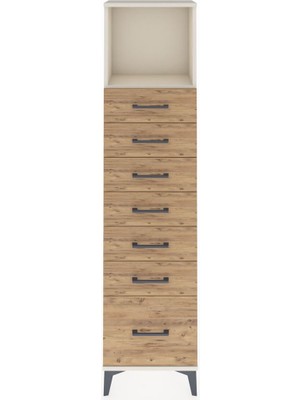 Arges Dolap Tek Raflı 7 Çekmeceli 44X30X182 Aytaşı-Çam