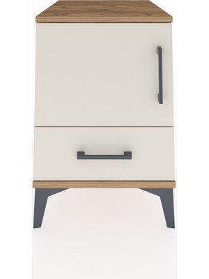 Kronos Komodin 2 Raflı Tek Çekmeceli Tek Kapaklı 44X59X64 Çam-Aytaşı