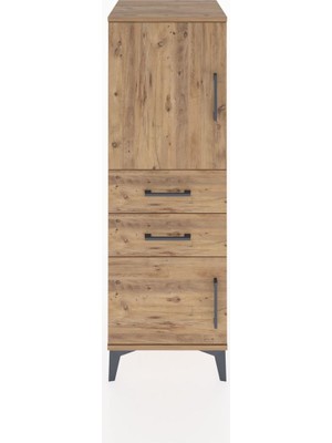 Hyperion Dolap 2 Raflı 2 Çekmeceli 2 Kapaklı 44X44X134 Çam-Çam