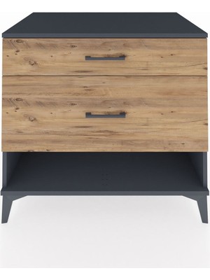 Kronos Şifonyer 2 Çekmeceli 88X59X80 Antrasit-Çam