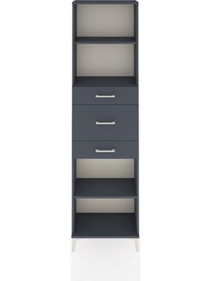 Arges Dolap 3 Raflı 3 Çekmeceli 60X30X221 Antrasit-Antrasit