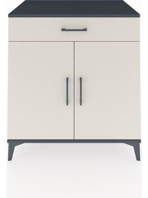 Kronos Şifonyer 2 Raflı Tek Çekmeceli 2 Kapaklı 88X59X96 Antrasit-Aytaşı