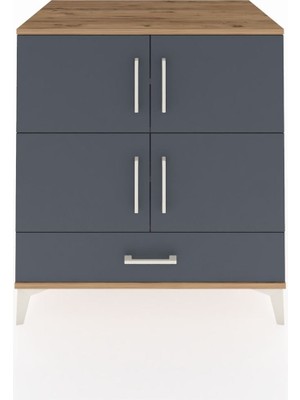 Kronos Şifonyer 4 Raflı Tek Çekmeceli 4 Kapaklı 88X59X96 Çam-Antrasit
