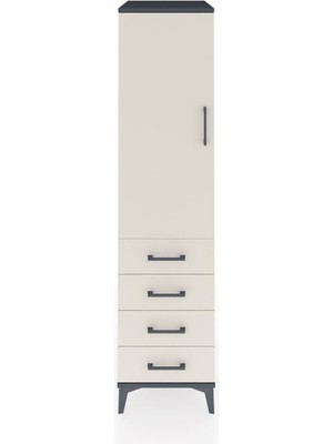 Kronos Dolap 2 Raflı 4 Çekmeceli Tek Kapaklı 44X59X182 Antrasit-Aytaşı