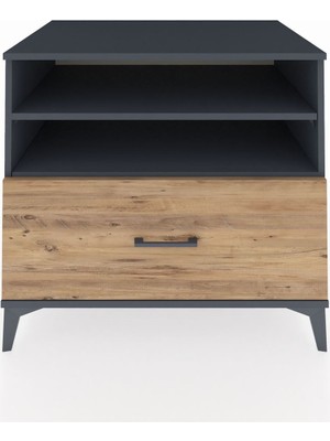 Kronos Şifonyer 2 Raflı Tek Çekmeceli 88X59X80 Antrasit-Çam