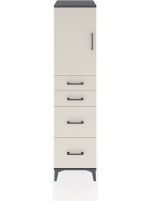 Hyperion Dolap Tek Raflı 4 Çekmeceli Tek Kapaklı 44X44X182 Antrasit-Aytaşı