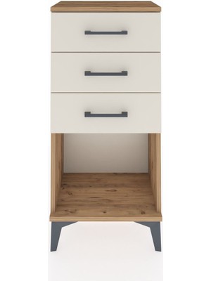 Arges Komodin 3 Çekmeceli 44X30X96 Çam-Aytaşı