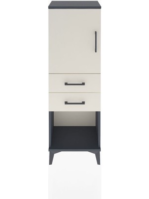 Arges Dolap 2 Raflı 2 Çekmeceli Tek Kapaklı 44X30X134 Antrasit-Aytaşı