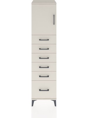 Hyperion Dolap Tek Raflı 6 Çekmeceli Tek Kapaklı 44X44X182 Aytaşı-Aytaşı