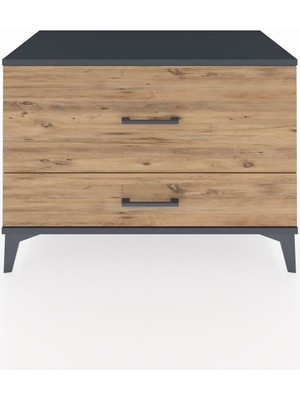 Hyperion Şifonyer 2 Çekmeceli 88X44X64 Antrasit-Çam