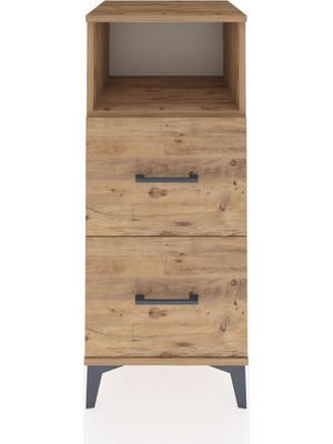 Hyperion Komodin Tek Raflı 2 Çekmeceli 44X44X106 Çam-Çam