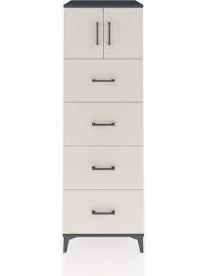 Kronos Dolap Tek Raflı 4 Çekmeceli 2 Kapaklı 60X59X182 Antrasit-Aytaşı