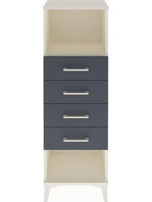 Arges Dolap Tek Raflı 4 Çekmeceli 44X30X134 Aytaşı-Antrasit