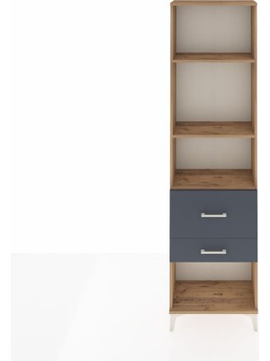 Arges Dolap 3 Raflı 2 Çekmeceli 60X30X221 Çam-Antrasit