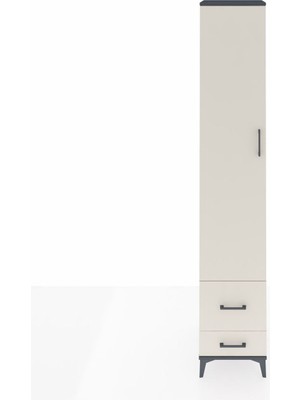Hyperion Dolap 3 Raflı 2 Çekmeceli Tek Askılı 44X44X243 Antrasit-Aytaşı