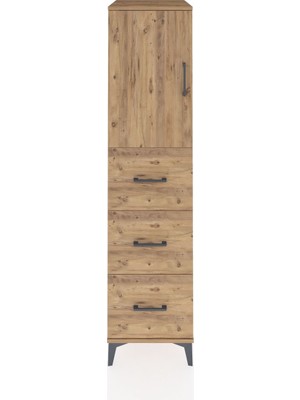 Kronos Dolap 2 Raflı 3 Çekmeceli Tek Kapaklı 44X59X182 Çam-Çam