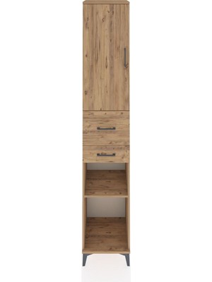 Hyperion Dolap 4 Raflı 2 Çekmeceli Tek Kapaklı 44X44X243 Çam-Çam