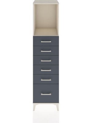 Hyperion Dolap Tek Raflı 6 Çekmeceli 44X44X182 Aytaşı-Antrasit