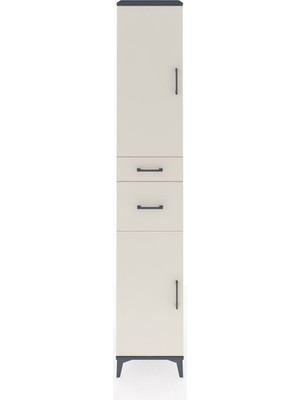 Hyperion Dolap 4 Raflı 2 Çekmeceli 2 Kapaklı 44X44X243 Antrasit-Aytaşı