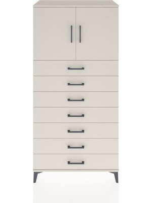 Hyperion Dolap Tek Raflı 7 Çekmeceli 2 Kapaklı 88X44X182 Aytaşı-Aytaşı
