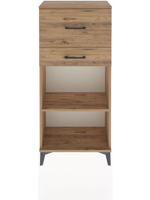 Arges Dolap Tek Raflı 2 Çekmeceli 60X30X134 Çam-Çam