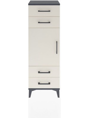 Arges Dolap 2 Raflı 4 Çekmeceli Tek Kapaklı 44X30X134 Antrasit-Aytaşı