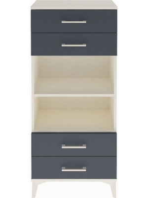 Arges Dolap 2 Raflı 4 Çekmeceli 60X30X134 Aytaşı-Antrasit