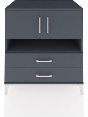 Kronos Şifonyer 3 Raflı 2 Çekmeceli 2 Kapaklı 88X59X96 Antrasit-Antrasit