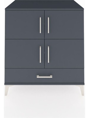 Kronos Şifonyer 4 Raflı Tek Çekmeceli 4 Kapaklı 88X59X96 Antrasit-Antrasit