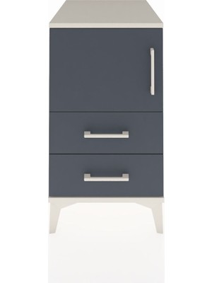 Kronos Komodin 2 Raflı 2 Çekmeceli Tek Kapaklı 44X59X80 Aytaşı-Antrasit