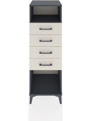Hyperion Dolap Tek Raflı 4 Çekmeceli 44X44X134 Antrasit-Aytaşı