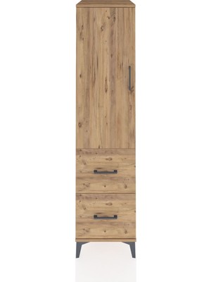 Kronos Dolap 3 Raflı 2 Çekmeceli Tek Kapaklı 44X59X182 Çam-Çam