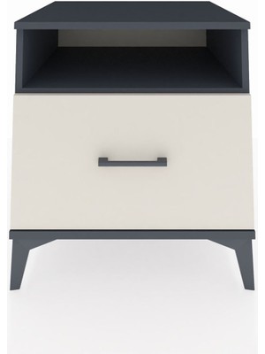 Kronos Komodin Tek Raflı Tek Çekmeceli 60X59X64 Antrasit-Aytaşı