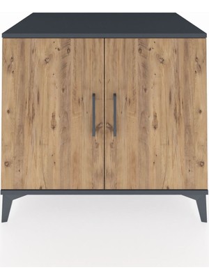 Kronos Şifonyer 2 Raflı 2 Kapaklı 88X59X80 Antrasit-Çam