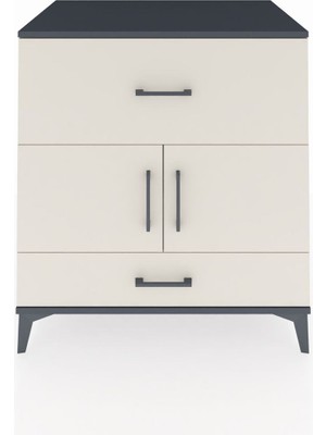 Kronos Şifonyer Tek Raflı 2 Çekmeceli 2 Kapaklı 88X59X96 Antrasit-Aytaşı