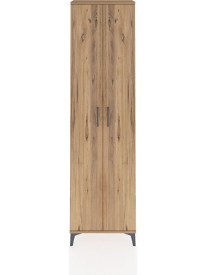 Arges Dolap 3 Raflı 2 Kapaklı Tek Askılı 60X30X221 Çam-Çam